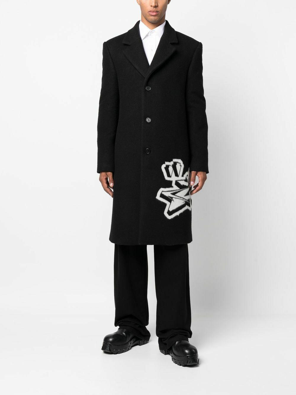 OFF-WHITE - Single Breasted Coat With Logo Inlay Off-White