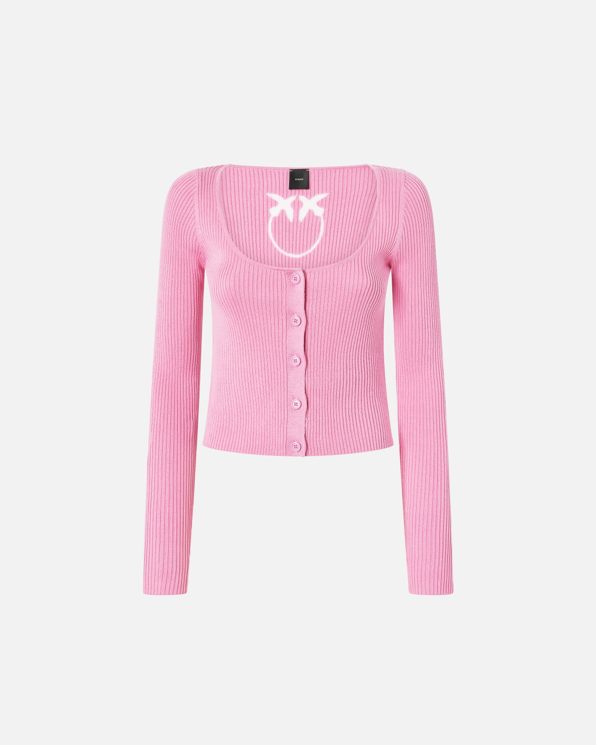 Pinko Cropped Cardigan With Bird Logo On The Back Moonlight Mauve