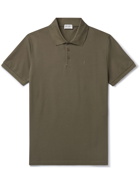 SAINT LAURENT - Slim-Fit Logo-Embroidered Cotton-Piqué Polo Shirt - Green