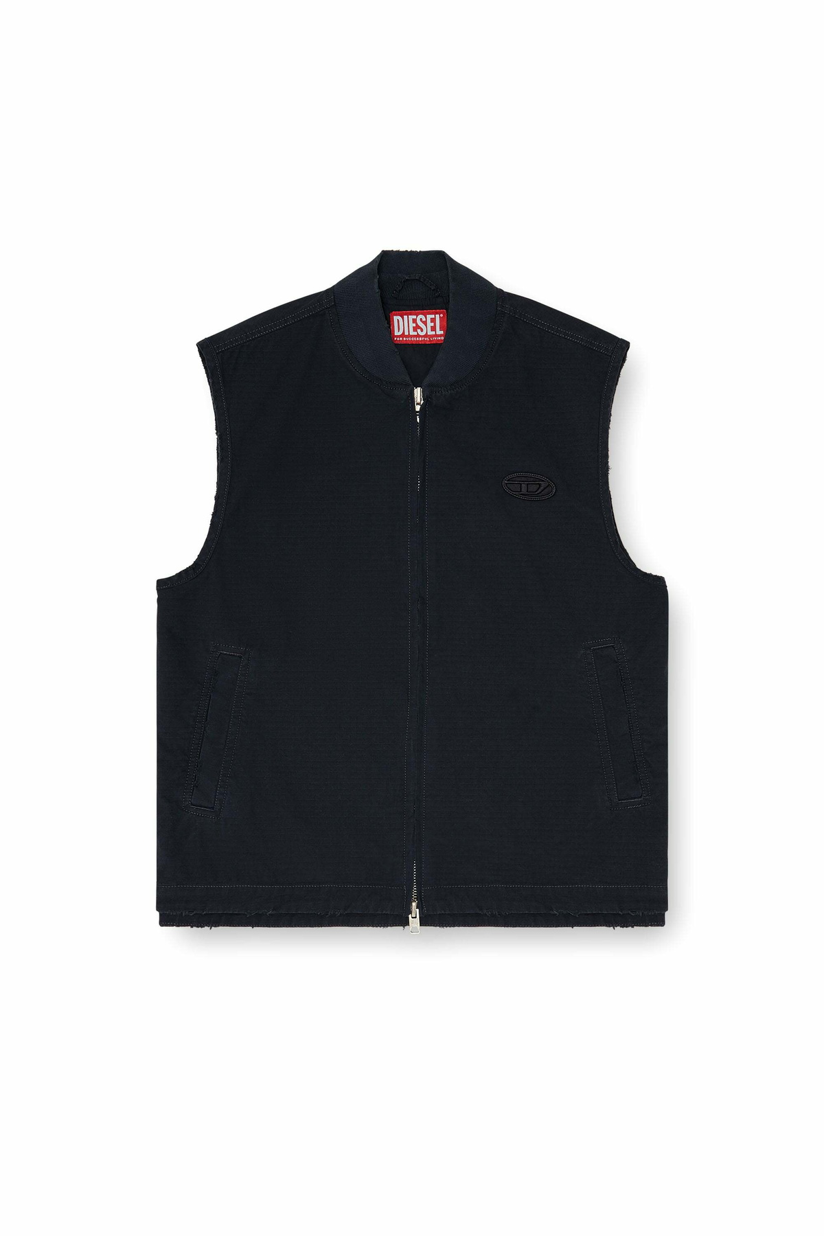 Diesel Cotton ripstop vest with Oval D patch - Jackets Mens in Black