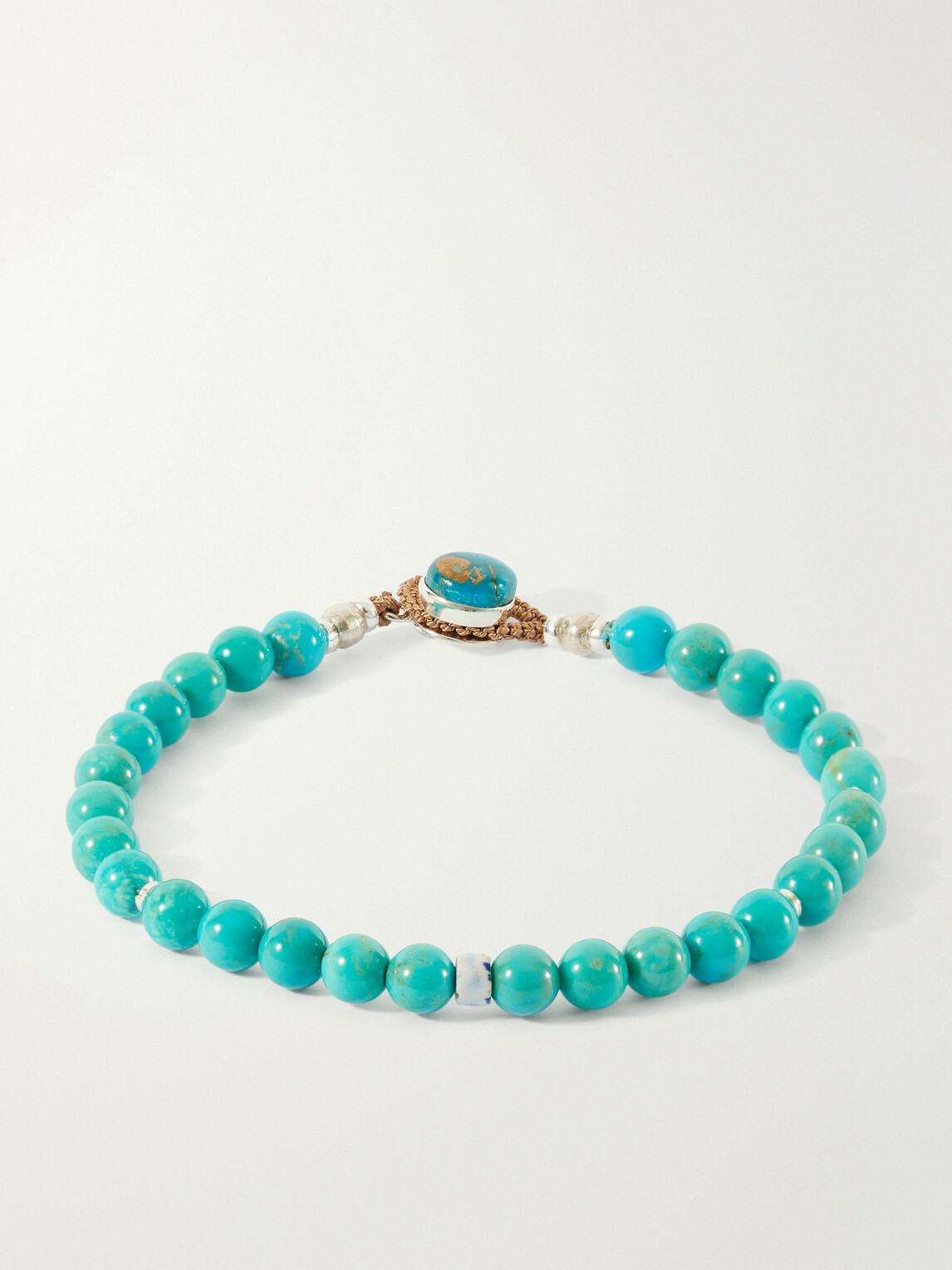 Mikia - Circle 8 Sterling Silver, Turquoise and Shell Beaded Bracelet - Blue
