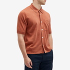 Norse Projects Men's Rollo Full Button Knit Polo in Red Clay