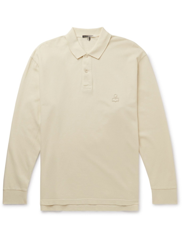 Photo: Isabel Marant - Anafikolo Logo-Embroidered Cotton-Piqué Polo Shirt - Neutrals