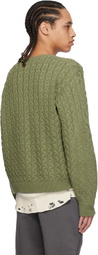 Who Decides War Green Lagoon Cable Knit Sweater
