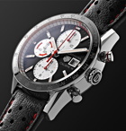 TAG Heuer - Carrera Automatic Chronograph 41mm Steel and Leather Watch - Black