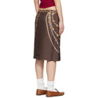 Versace Brown Printed Silk Twill Pencil MIdi Skirt