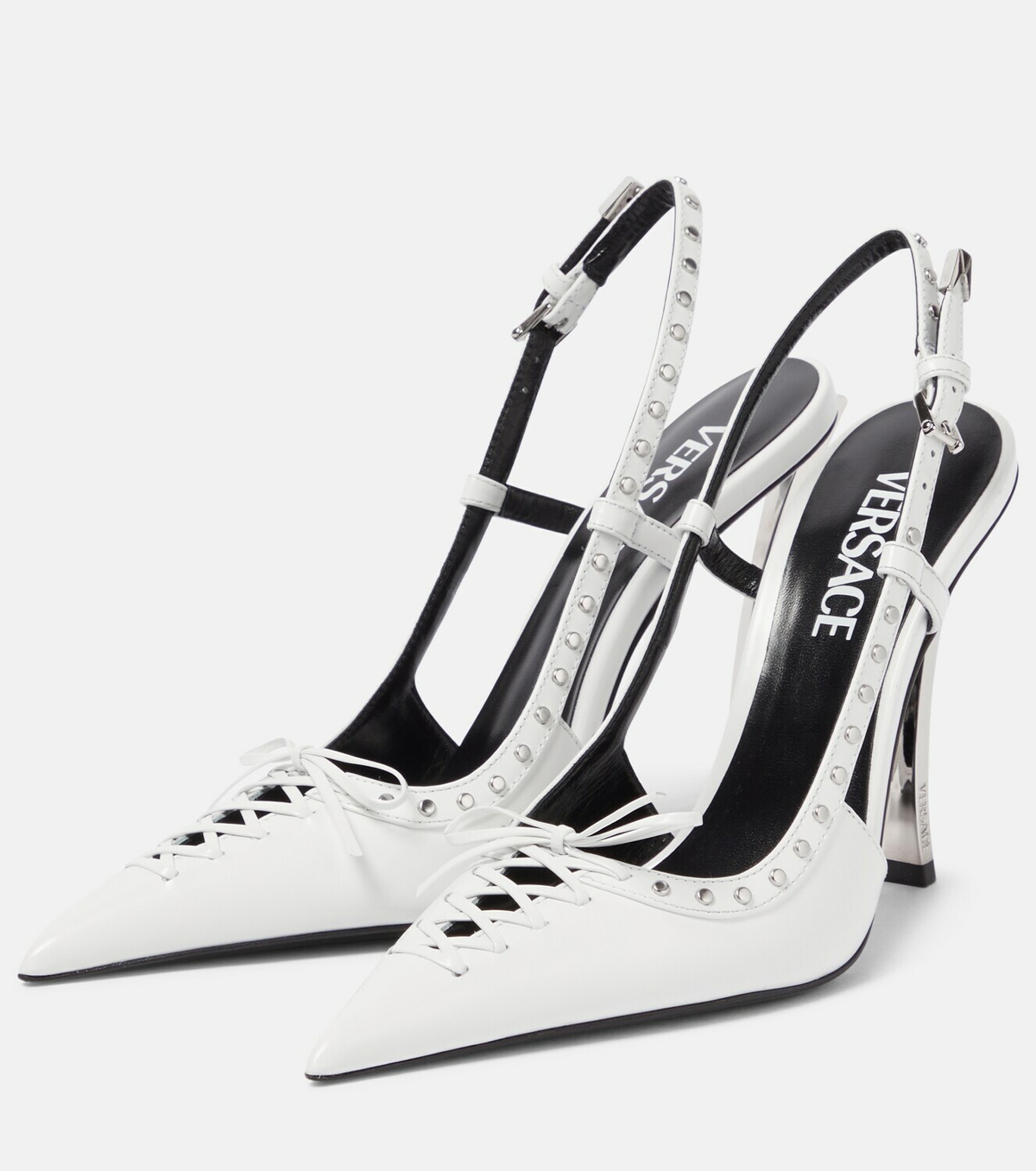 Versace - Laced leather slingback pumps Versace