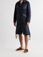 NICHOLAS DALEY - Wide-Leg Waxed Cotton-Blend Drawstring Shorts - Blue - UK/US 28