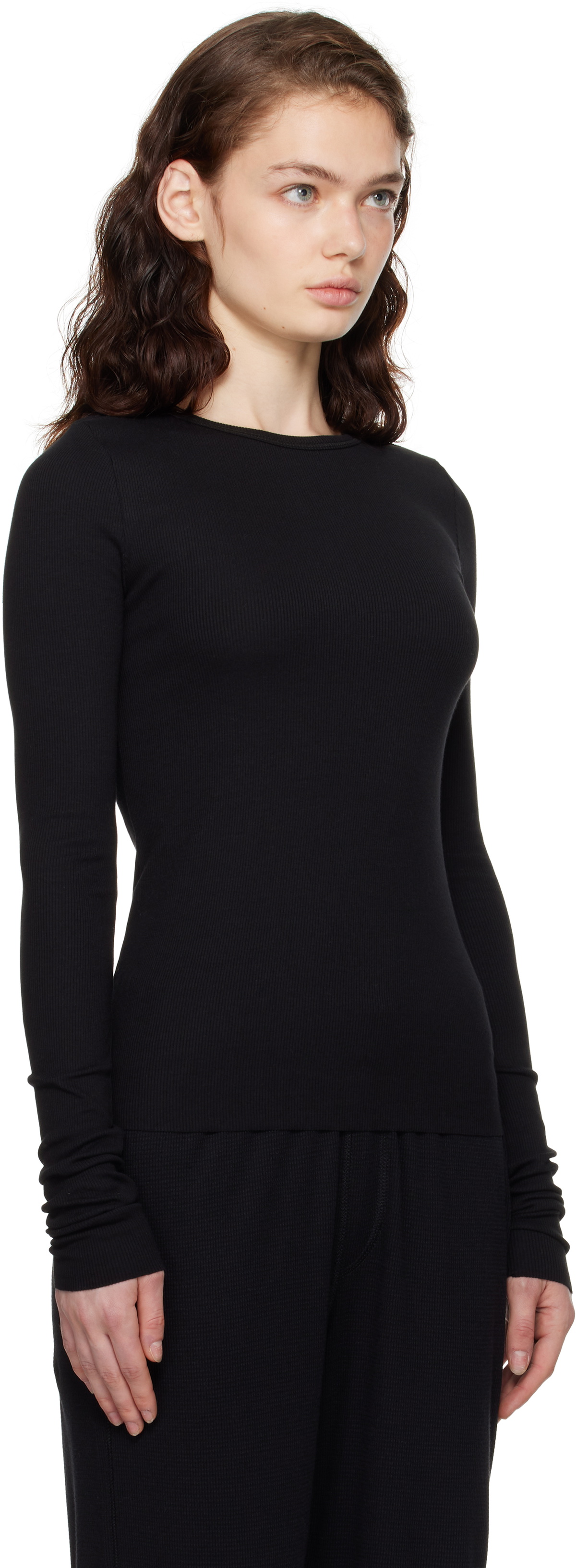 ÉTERNE Black Long Sleeve Fitted T-shirt