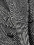 TOM FORD - Double-Breasted Herringbone Virgin Wool Coat - Gray