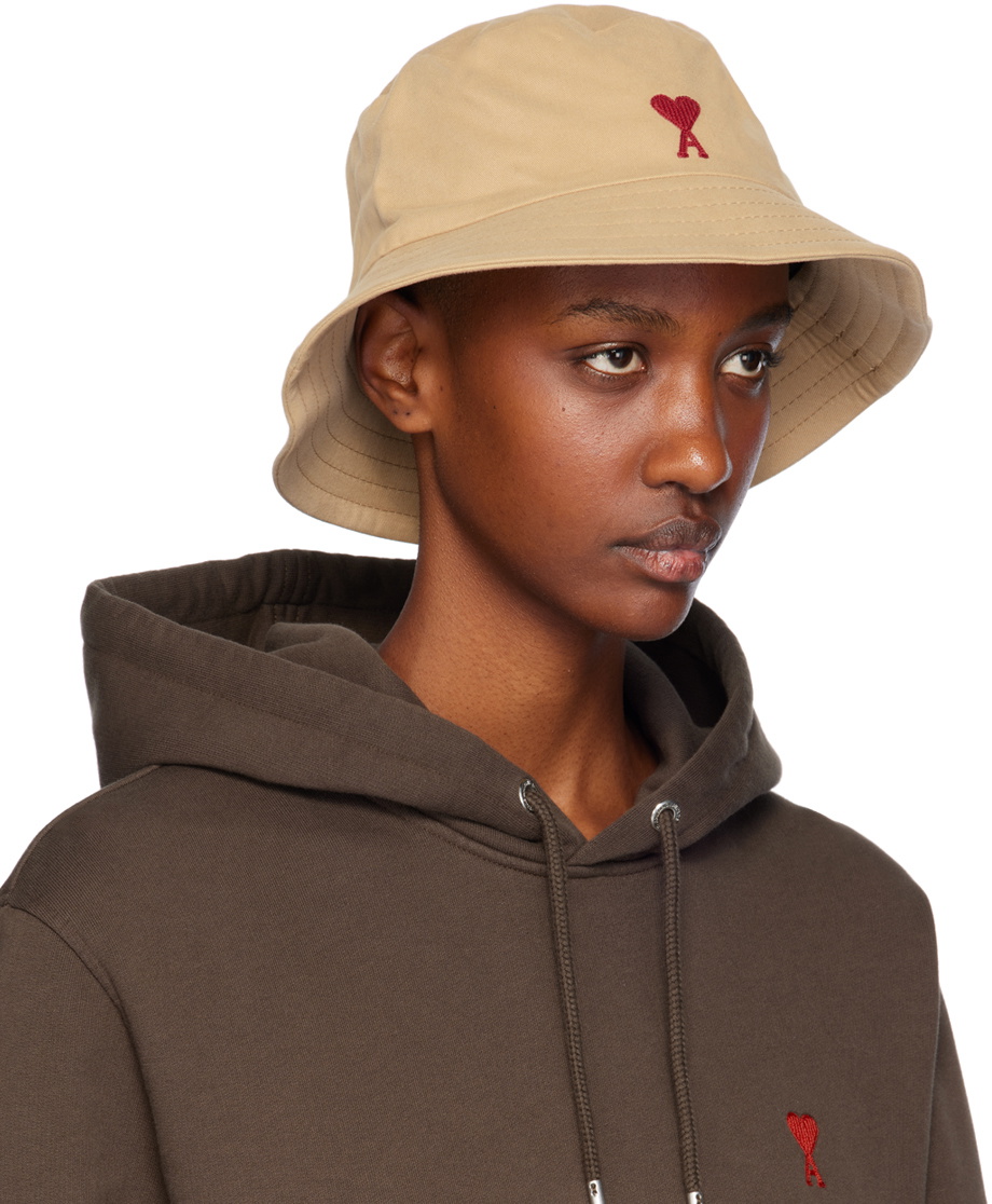 AMI Paris Beige Ami De Coeur Bucket Hat AMI