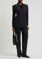 Norma Kamali Striped Stretch-jersey Trousers Navy