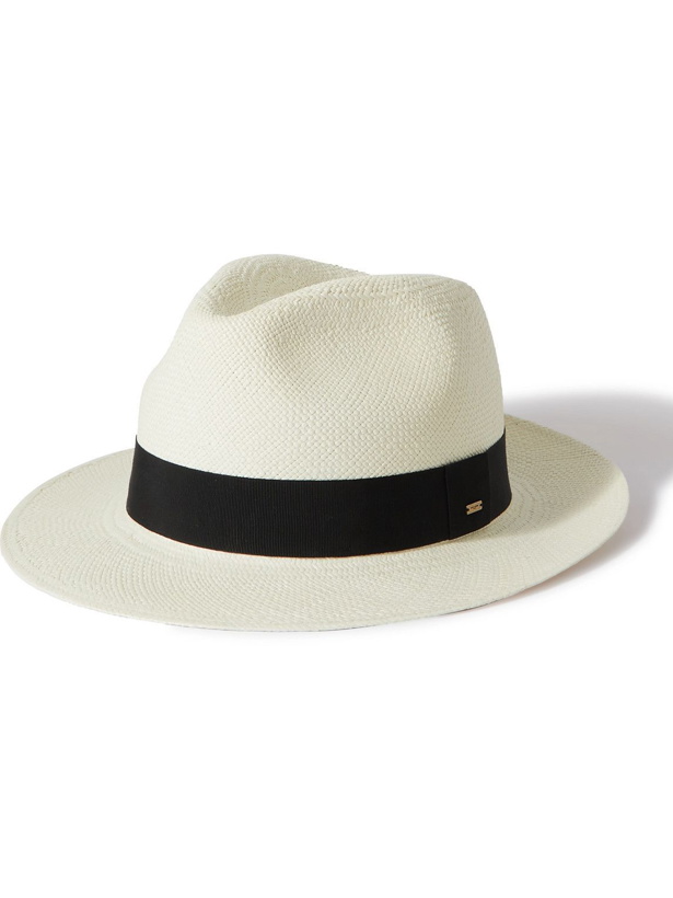 Photo: SAINT LAURENT - Grosgrain-Trimmed Straw Panama Hat - Neutrals