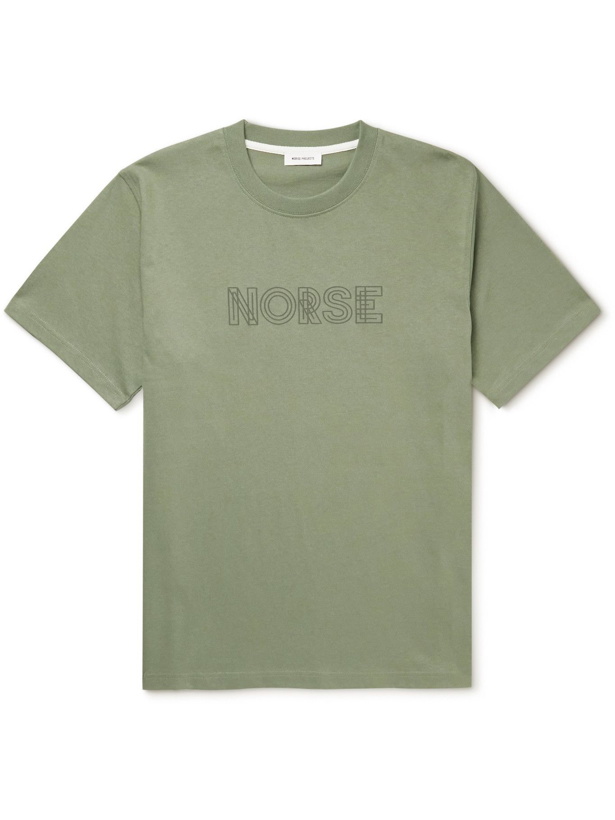 Photo: Norse Projects - Johannes Logo-Print Organic Cotton-Jersey T-Shirt - Green