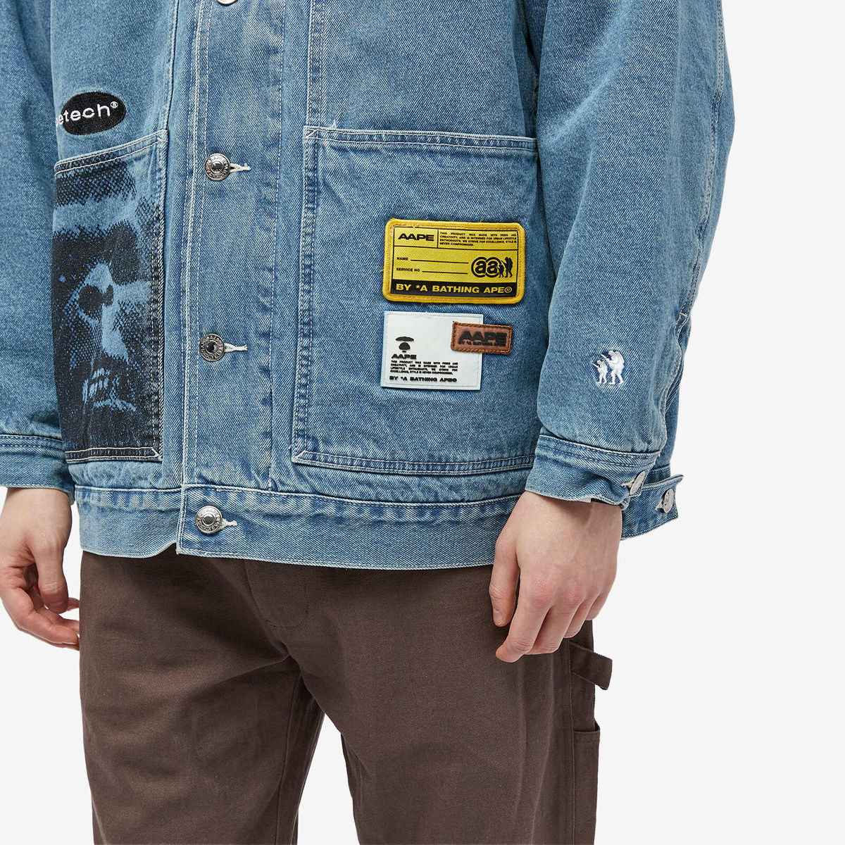 Men's AAPE Hooded Insert Worker Jacket in Blue AAPE by A Bathing Ape