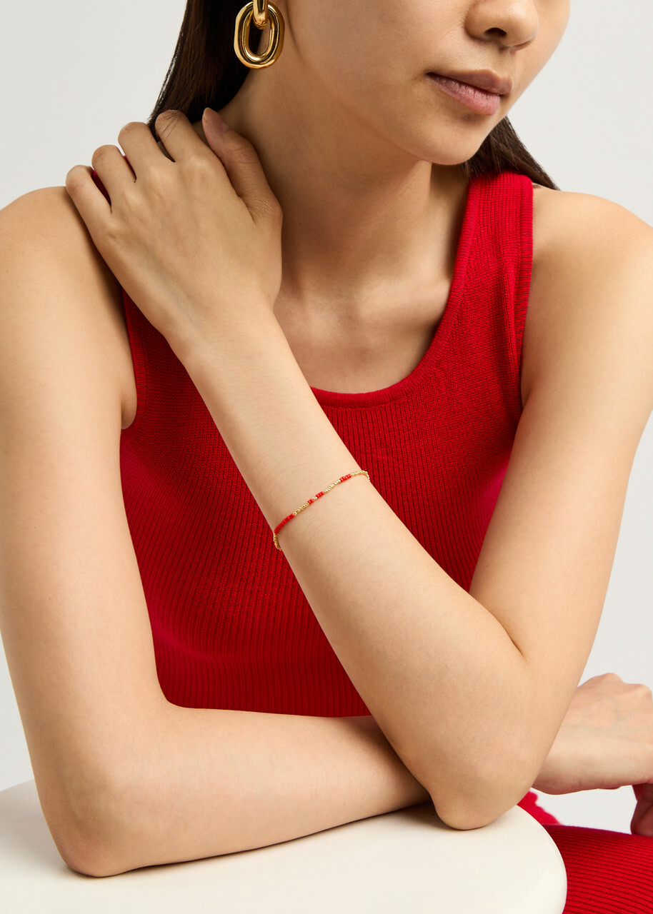 Anni LU Asym Beaded Bracelet - Red - One Size