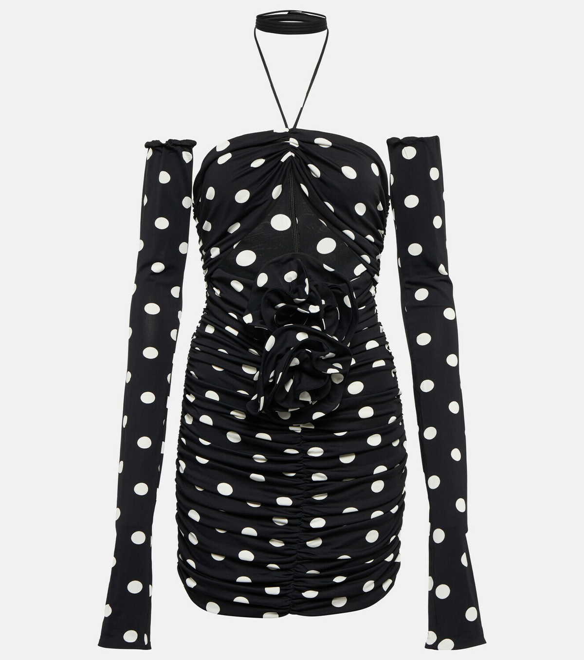 white christmas dresses Polka-Dot Long Ruffled A-Line Prom Dress with Cut Out Black/White / 8 main image 1