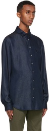 Giorgio Armani Blue Lyocell Denim-Look Shirt