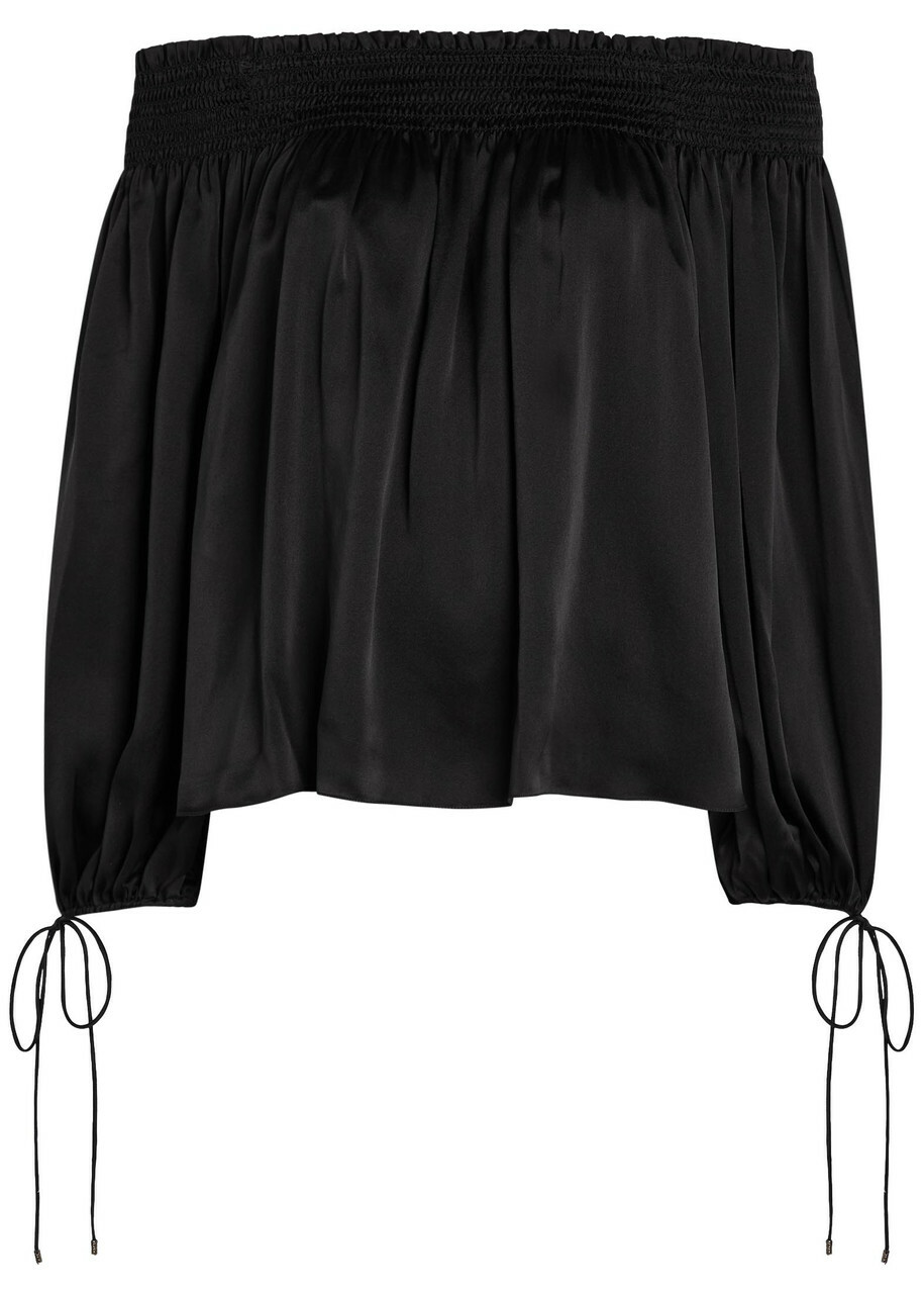Chloe Off-the-shoulder Silk top Black