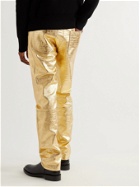GIVENCHY - Croc-Effect Metallic Leather Trousers - Gold - UK/US 30