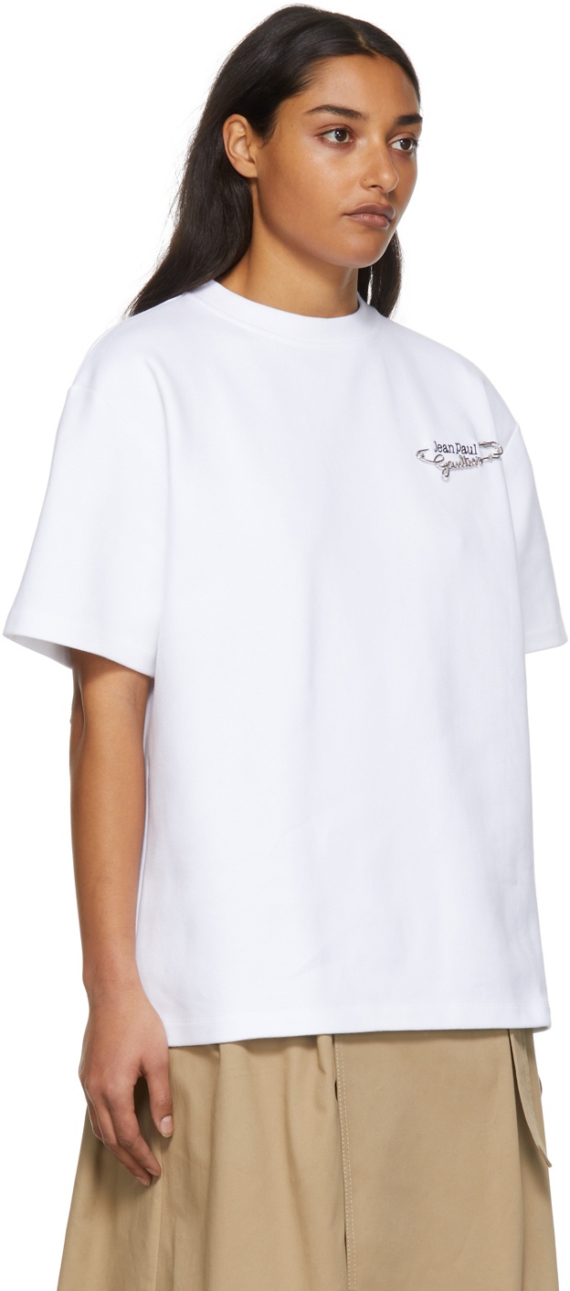 Jean Paul Gaultier White Logo Brooch T-Shirt Jean Paul Gaultier
