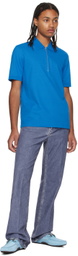 Ferragamo Blue Half-Zip Polo