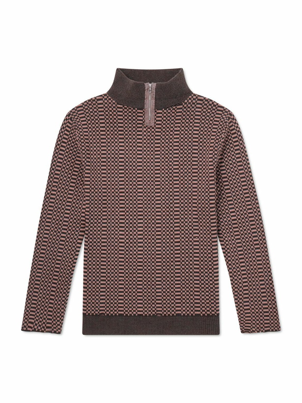 Photo: Enfants Riches Déprimés - Puke & Cry Intarsia Cotton Half-Zip Sweater - Brown