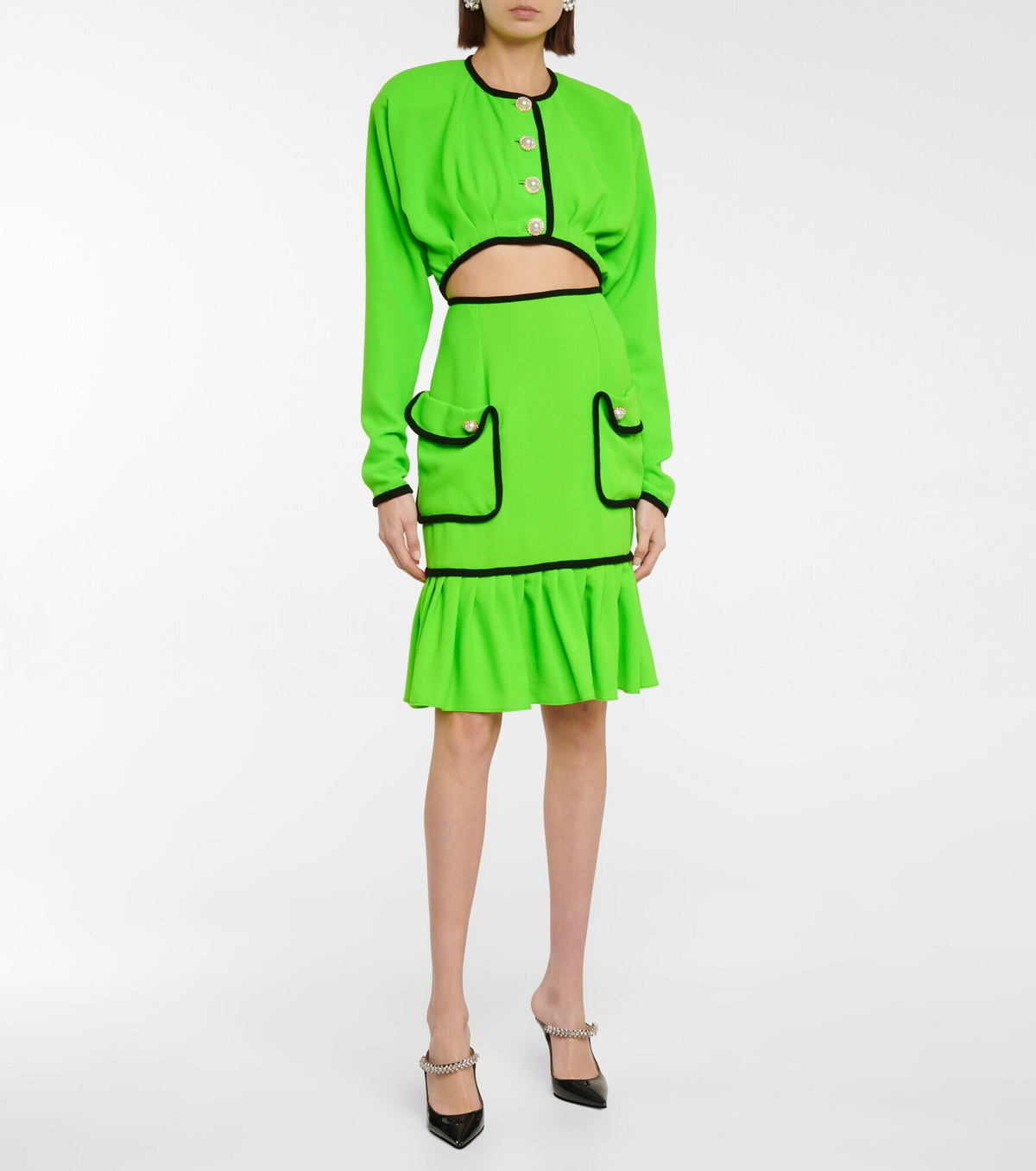 Rodarte - Embellished wool midi skirt