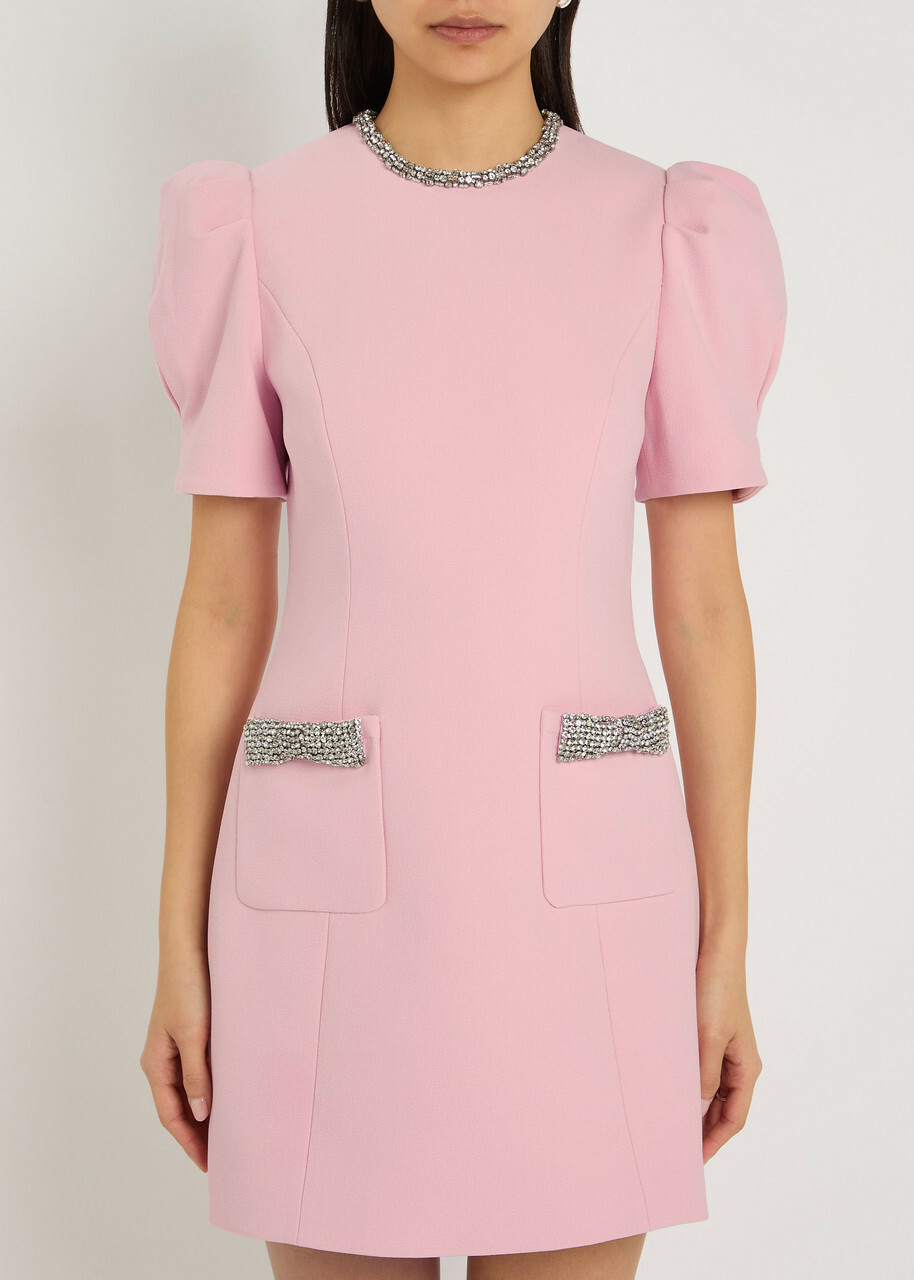 Rebecca Vallance Nemy Crystal-embellished Crepe Mini Dress Light Pink