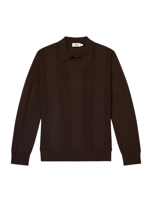Photo: Altea - Virgin Wool Polo Sweater - Brown
