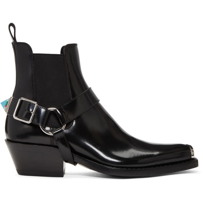 Photo: Calvin Klein 205W39NYC Black Western Harness Boots 