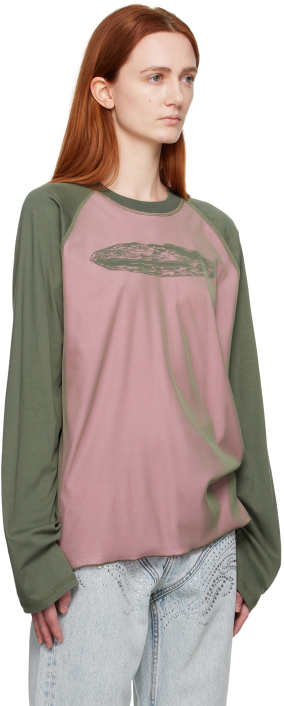 Serapis Pink & Green Globe Reversible Long Sleeve T-Shirt