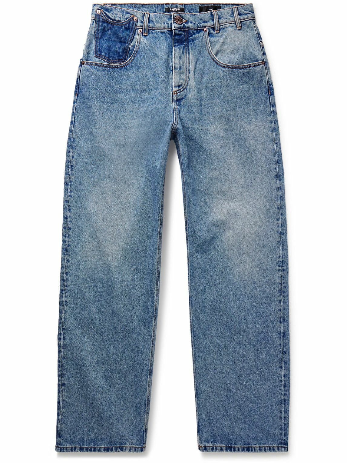 Balmain - Wide-Leg Distressed Jeans - Blue Balmain