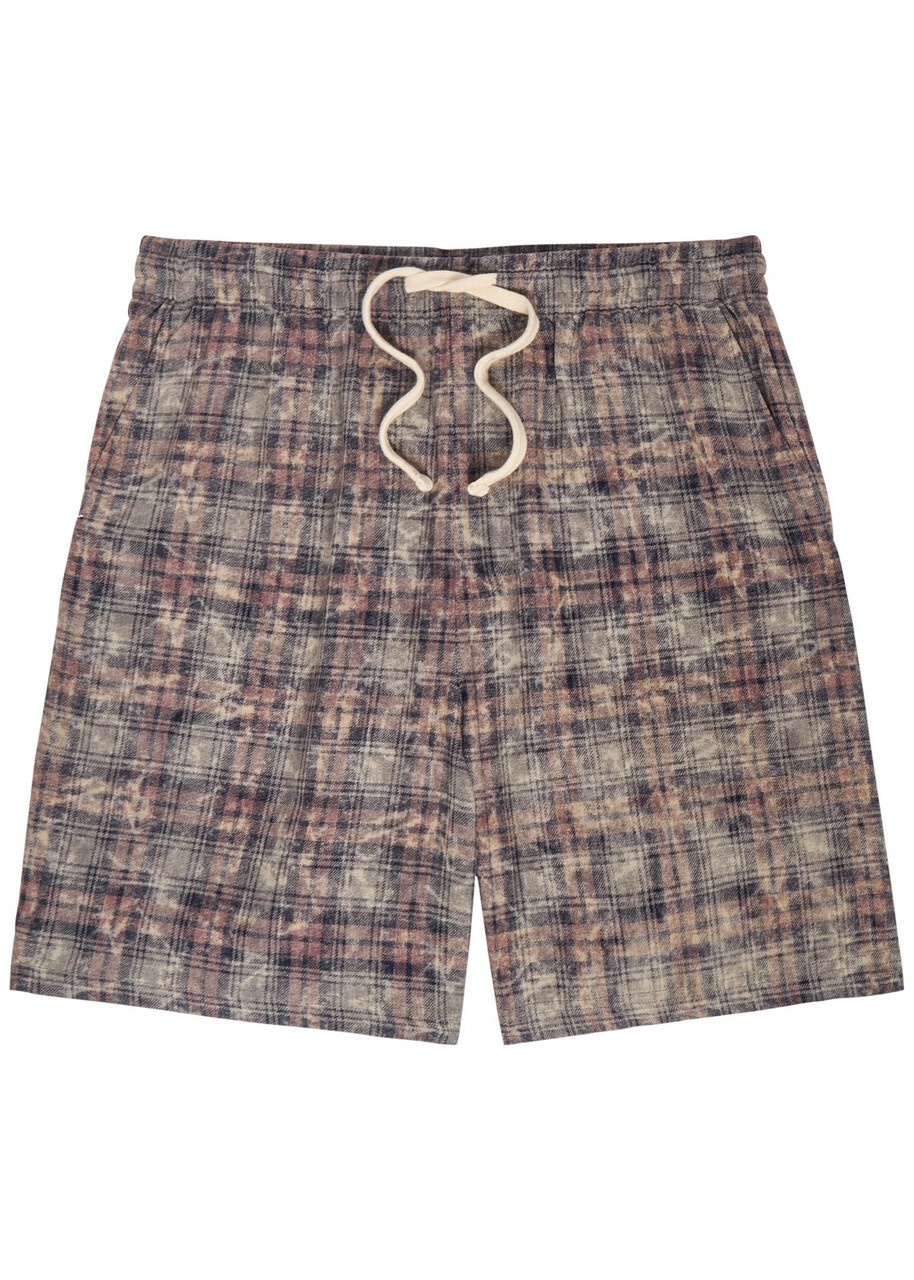 Picante Rocco Checked Cotton Shorts Brown