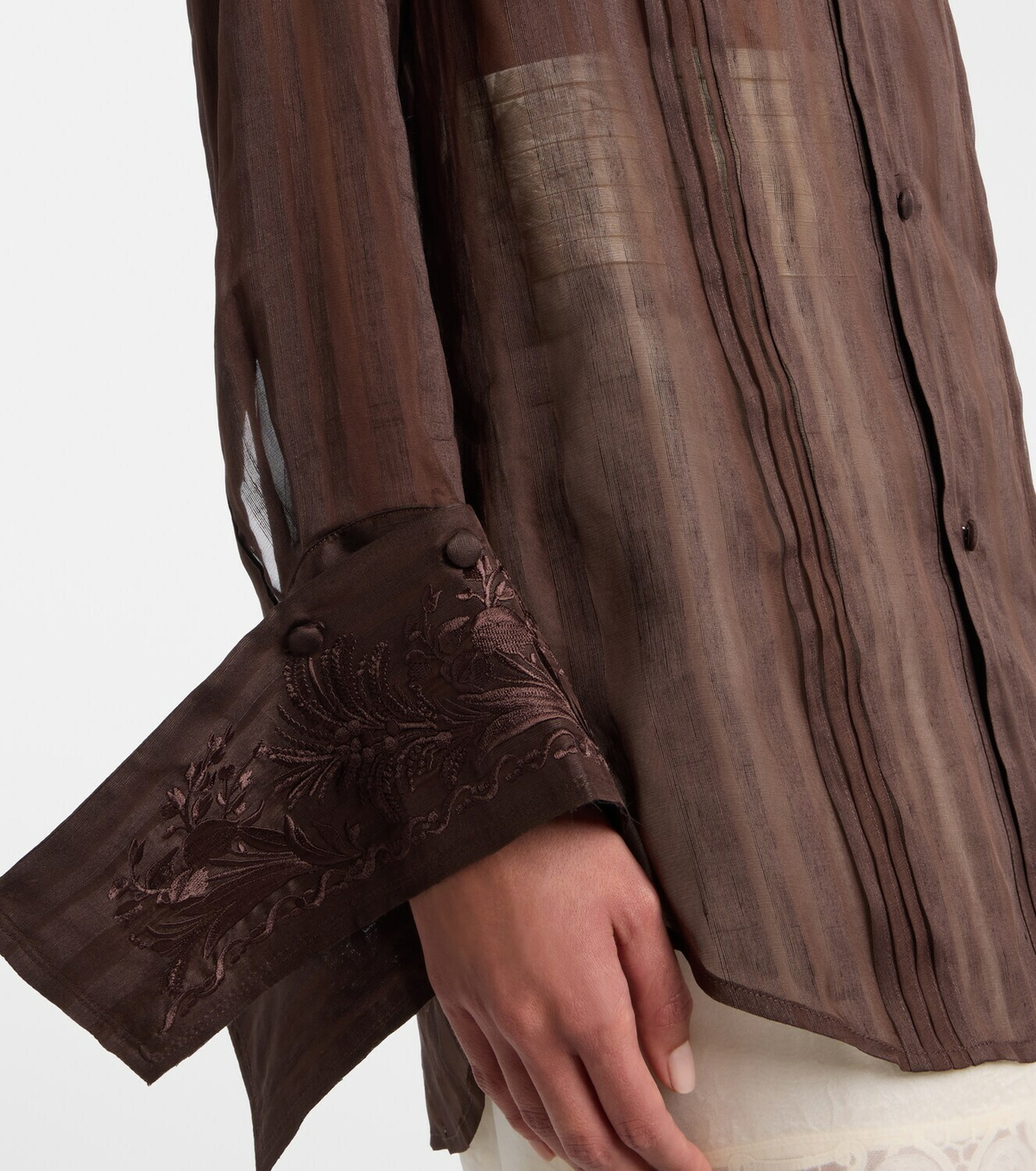 Xu Zhi Embroidered linen and silk shirt