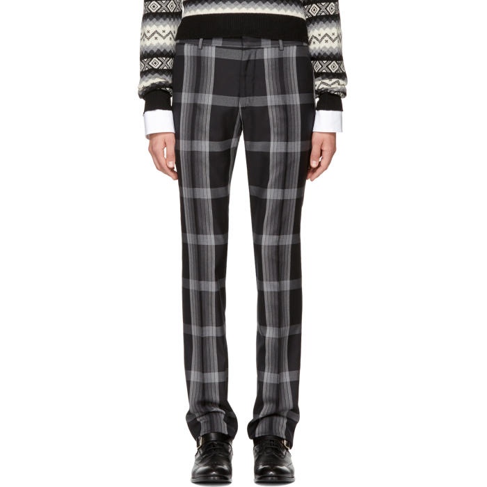 Photo: Alexander McQueen Black and Grey Check Cigarette Trousers