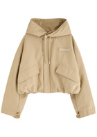 Jacquemus La Parka Courte Caraco Hooded Canvas Jacket Beige