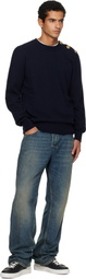 Balmain Navy Eco-Cashmere Sweater