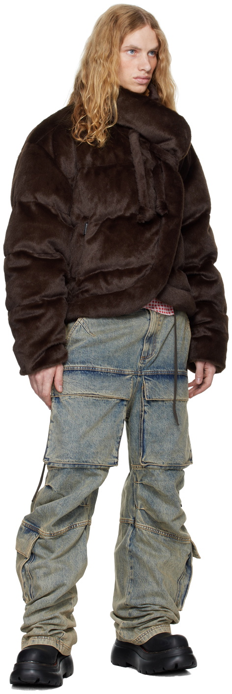 Ottolinger Brown Furry Strappy Puffer Down Jacket