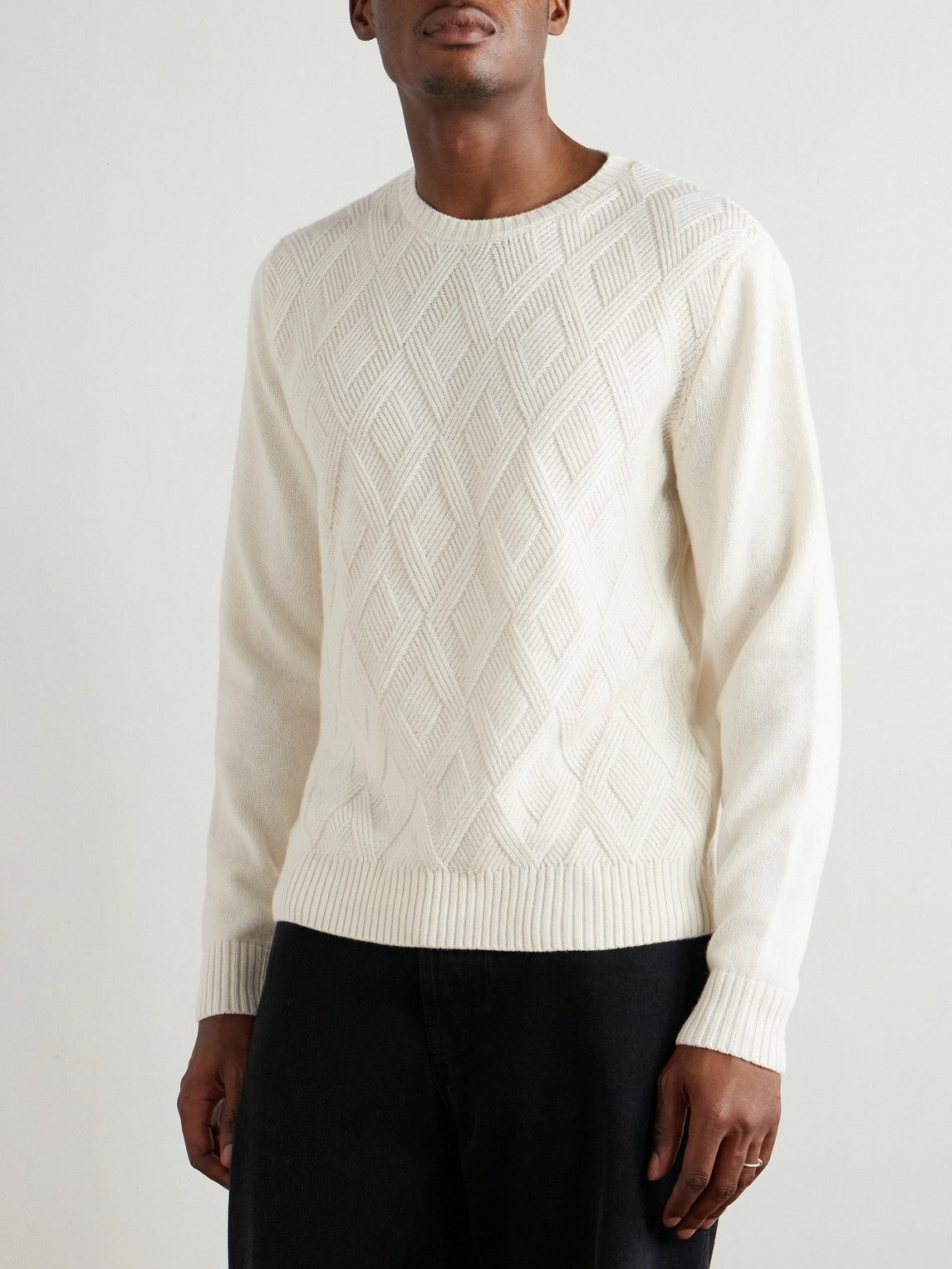 Herno - Jacquard-Knit Cashmere Sweater - White
