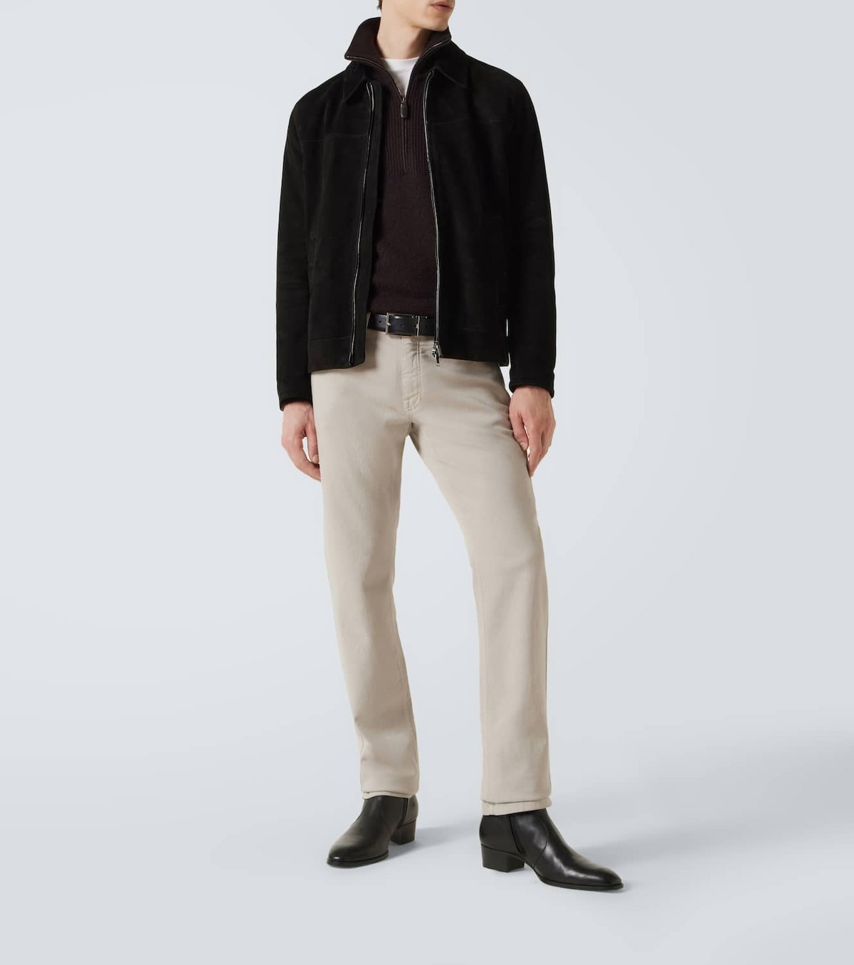 Brioni Wool and silk half-zip sweater
