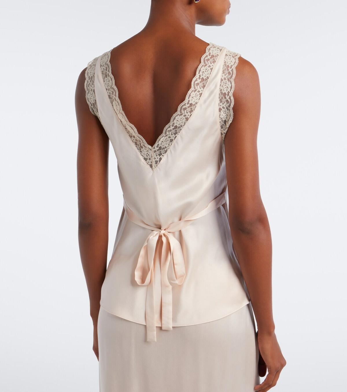 Posse Blake lace-trimmed silk satin top