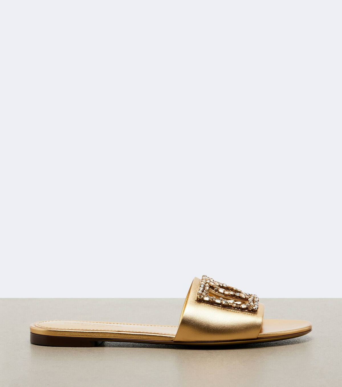 Dolce&Gabbana DG embellished metallic leather slides