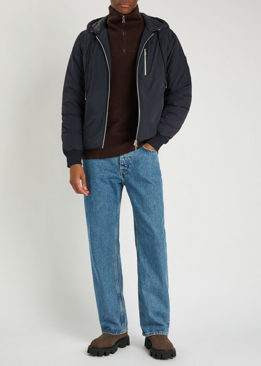 Moose Knuckles Northdale Hooded Shell Jacket Navy