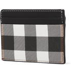 BURBERRY - Logo-Appliquéd Checked E-Canvas and Leather Cardholder - Brown