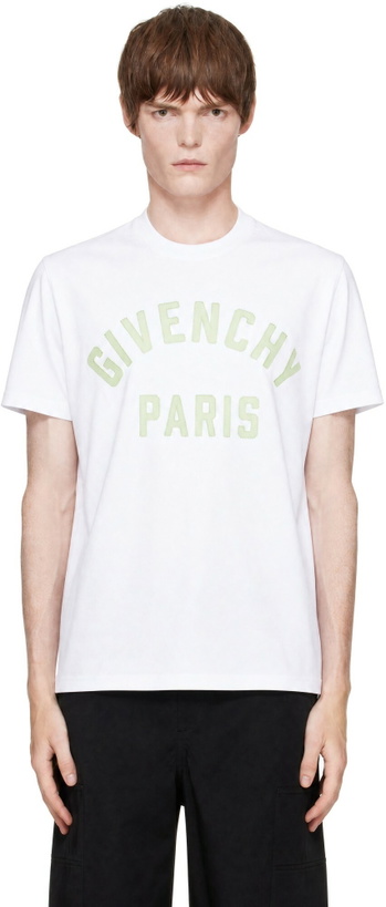 Photo: Givenchy White Cotton 'Givenchy Paris' Embroidery T-shirt