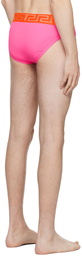 Versace Underwear Pink Greca Border Swim Briefs