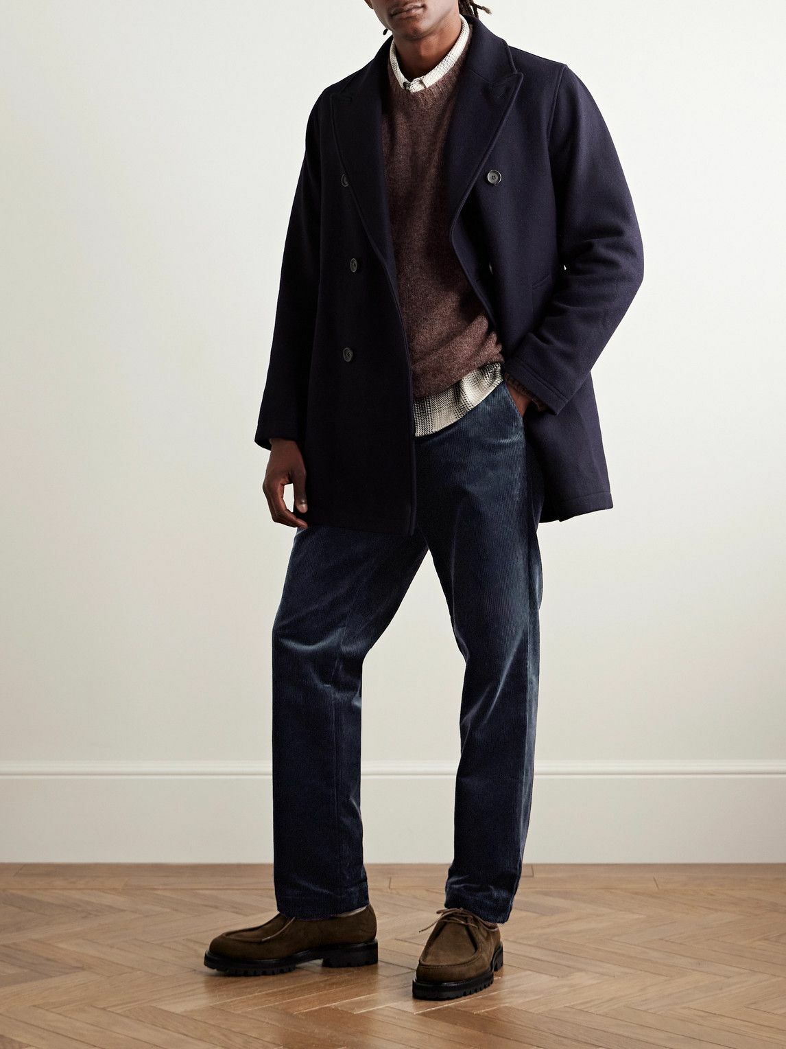 Oliver Spencer - Straight-Leg Cotton-Blend Corduroy Trousers - Blue