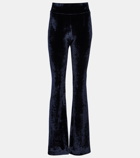 Galvan Sculpted high-rise velvet straight pants
