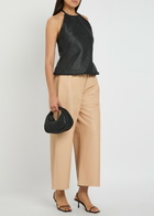 Arma Elizabeth Wide-leg Leather Trousers Beige